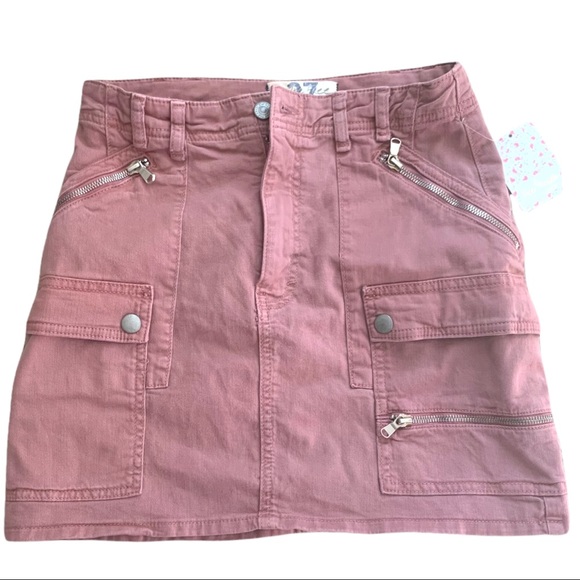 Free People Avenue Cotton Denim Mini Skirt Dusty Lilac Size 27 - Picture 2 of 10